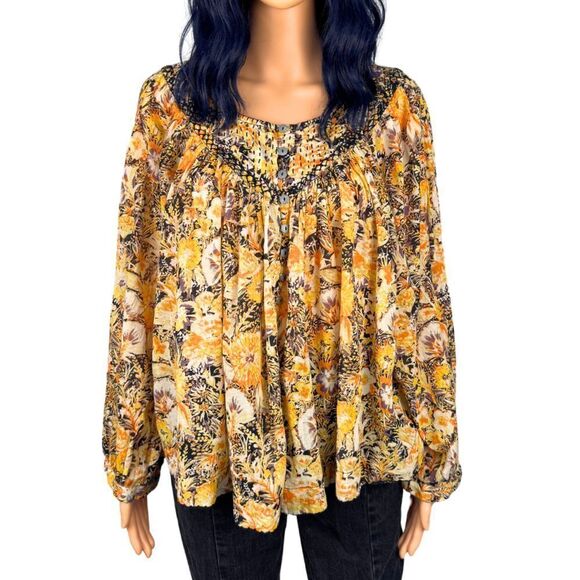 Free People We The Free Cool Meadows Floral Print Boho Top - Picture 3 of 8